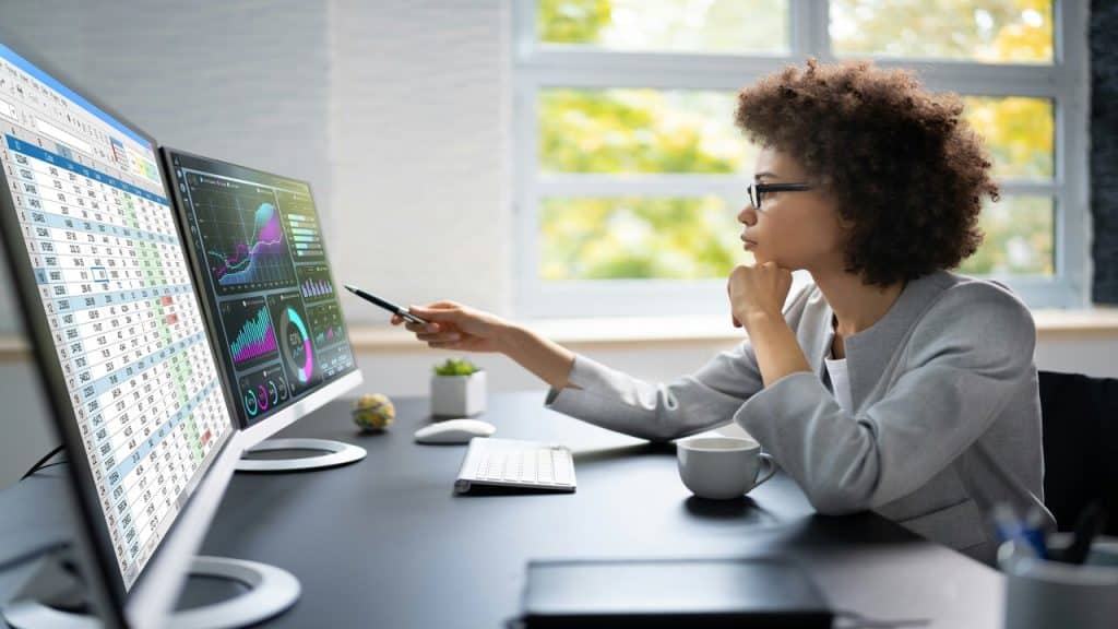 A person looking at statistics
