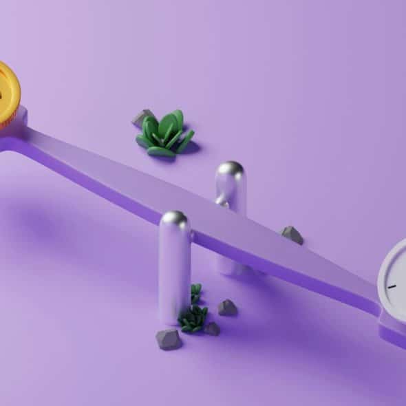 A seesaw carrying money and time