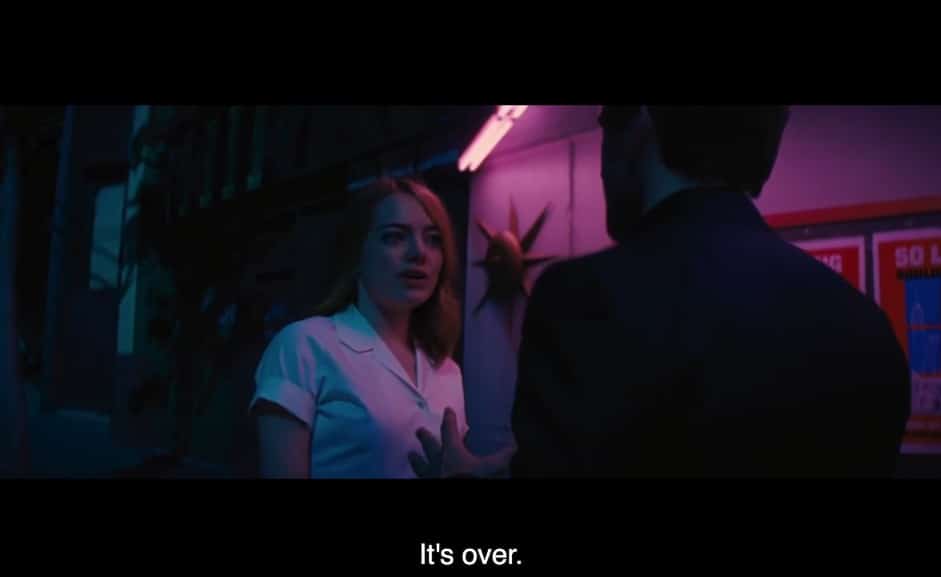 Mia saying to Sebastian that it’s over 