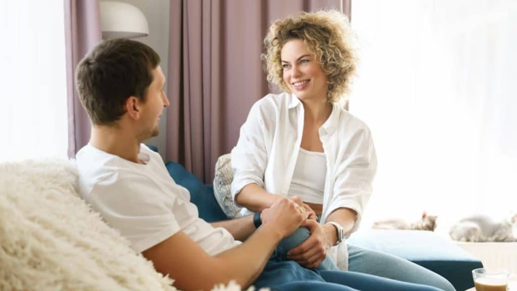 Couple having a calm, respectful conversation