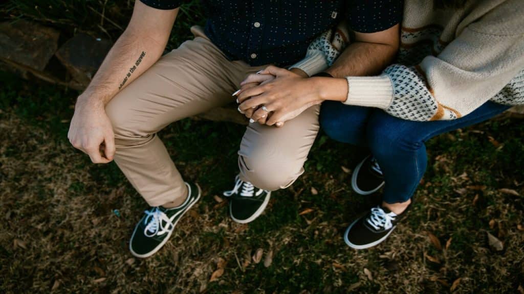 A couple holding hands