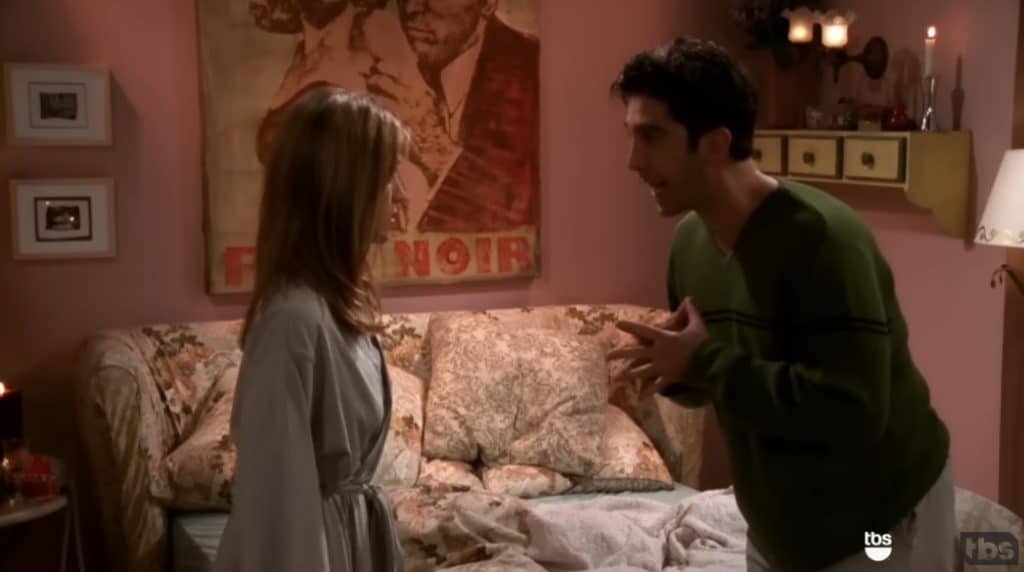 A picture of Ross and Rachel arguing