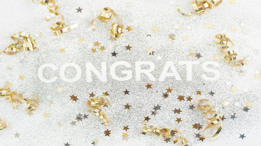 Letters spelling out “congratulations”