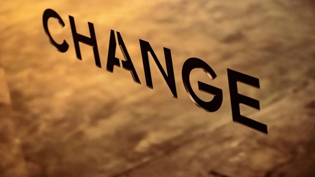 A close-up shot of the word “change”.