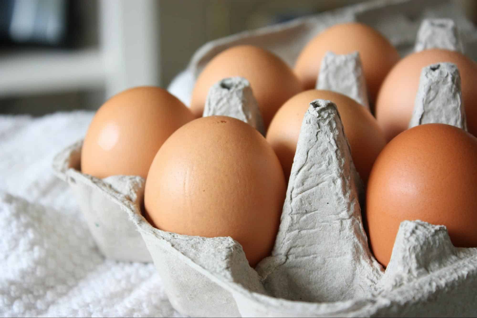 Eggs in tray.