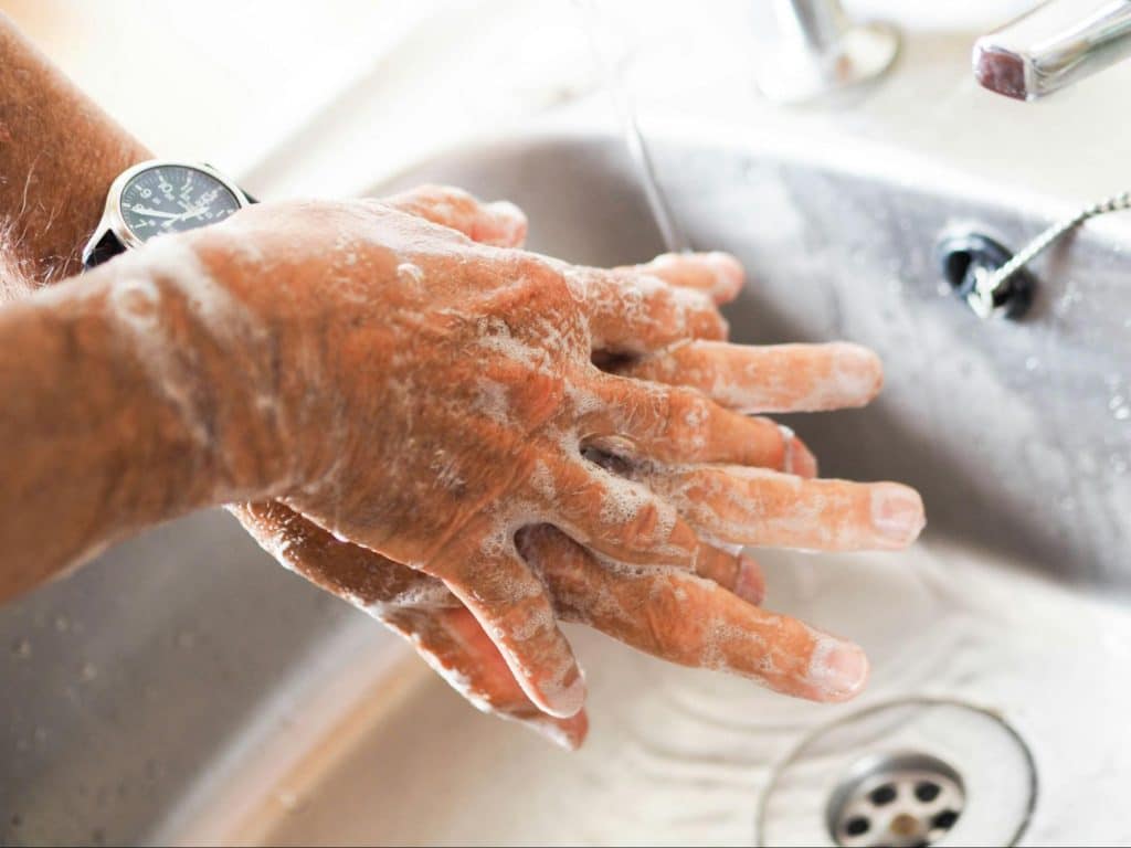 A man washing hand