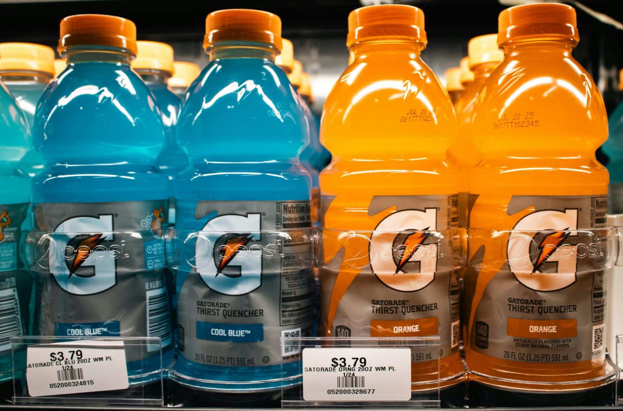 A picture of sports drinks.