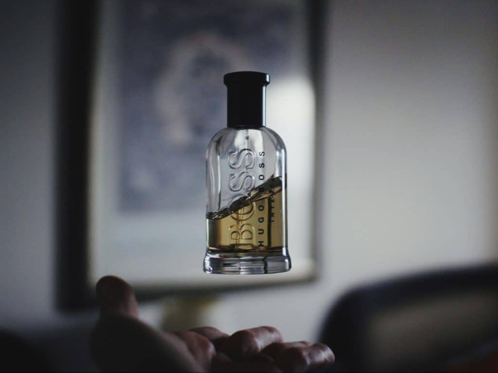 A mocked-up of perfume for a man.