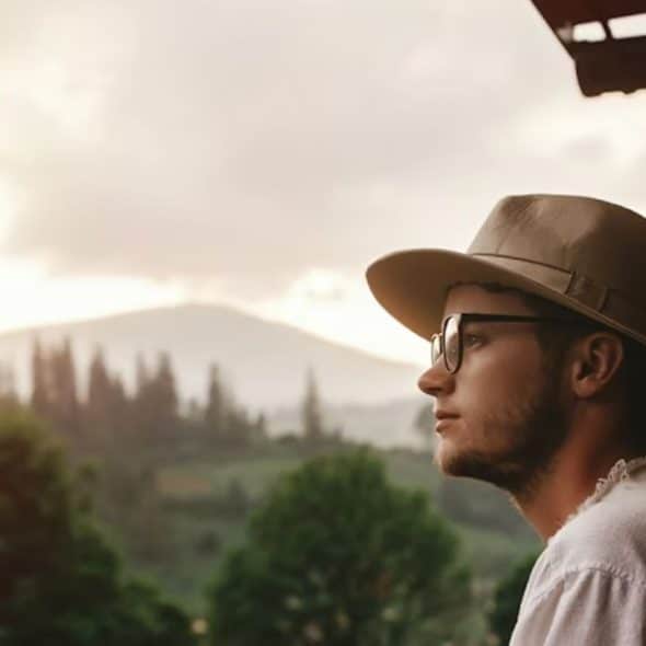 Man up in the mountain taking a break from dating to reflect and reset emotionally.
