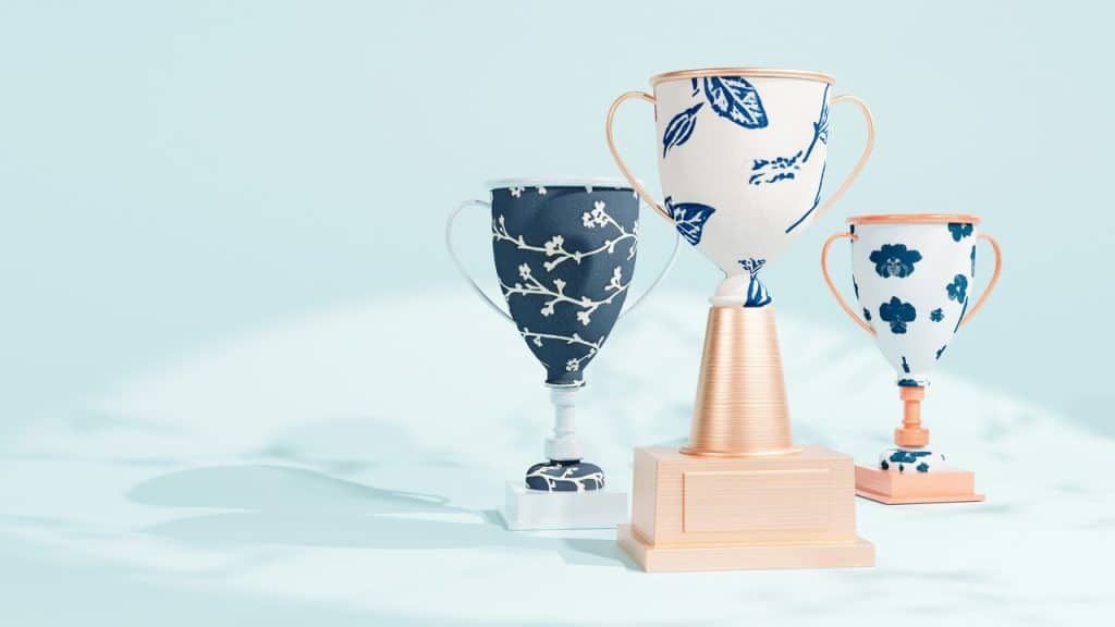 A 3D rendering of trophies