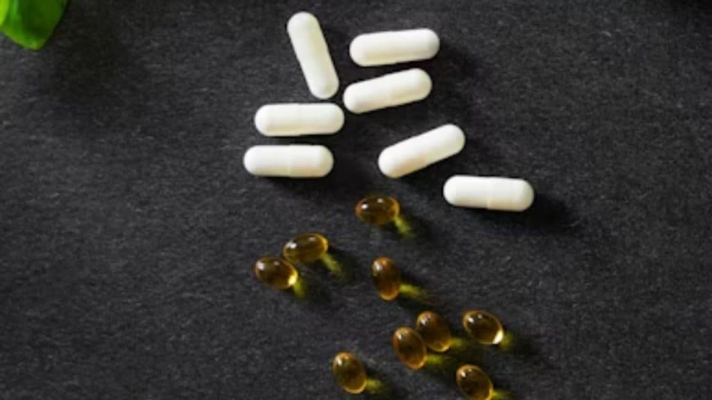 Supplements placed on top of the table.