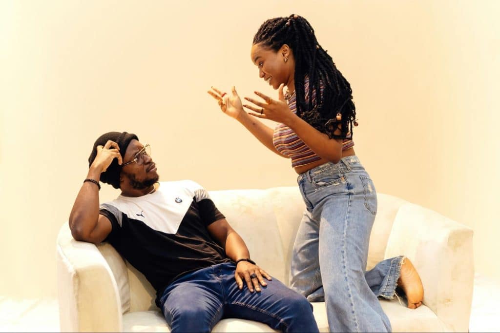 A woman sharing what she wants to a man