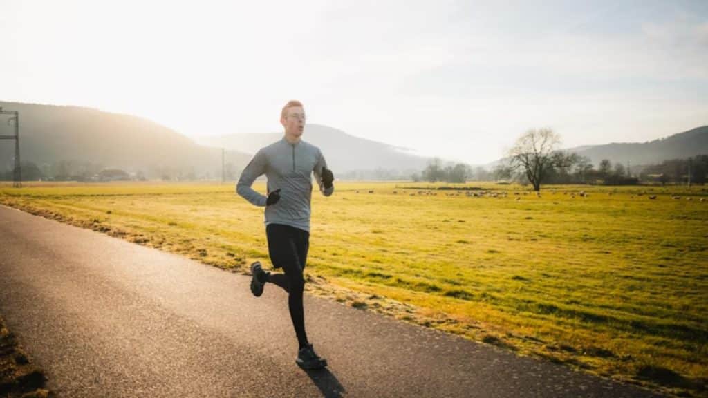 Man replacing unhealthy habits and going for a run