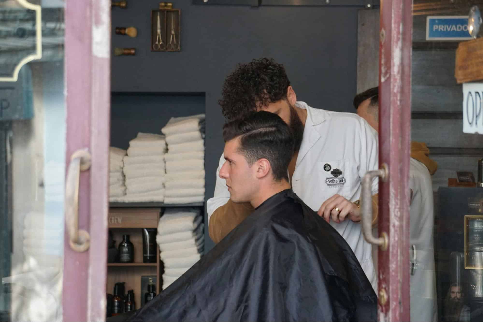 A man having a haircut.