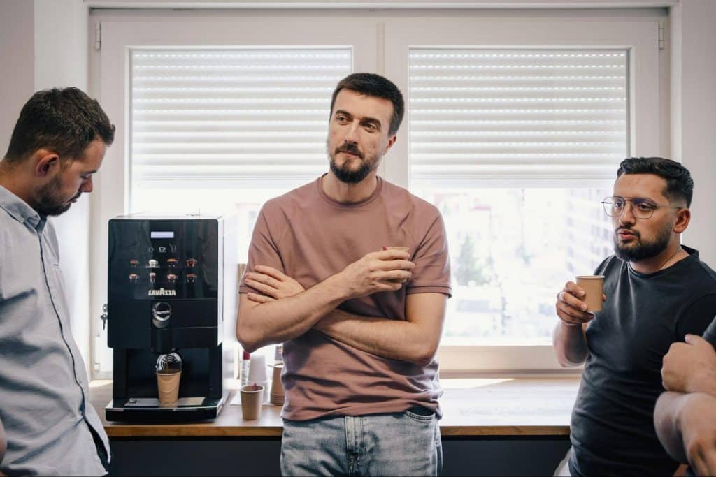 Men discussing something.