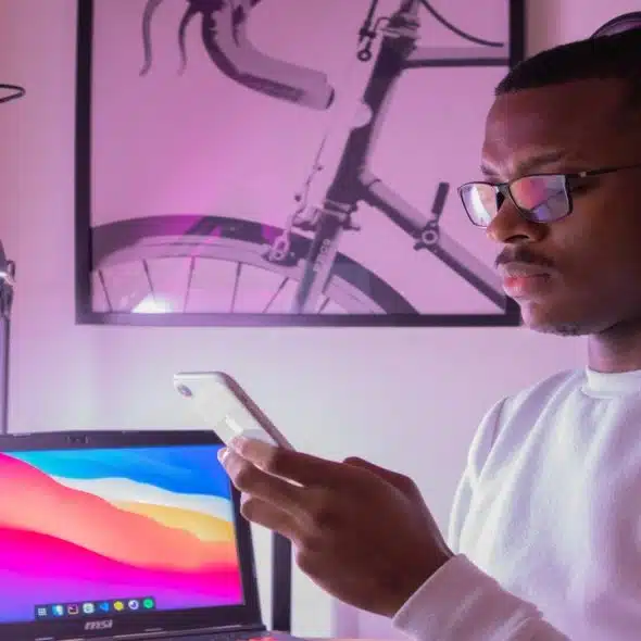 A man looking at his phone