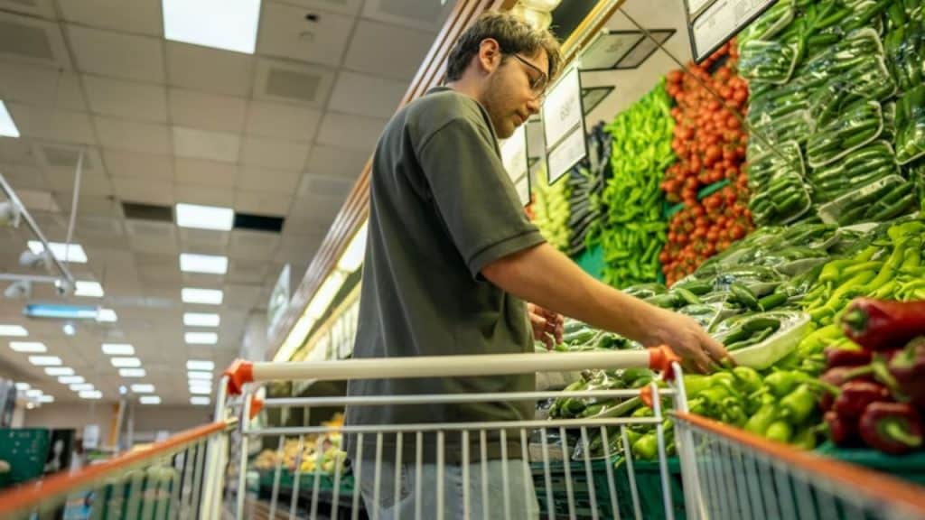 Man buying gut friendly, balanced ingredients.