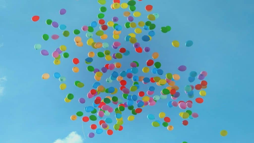 Balloons floating in the sky