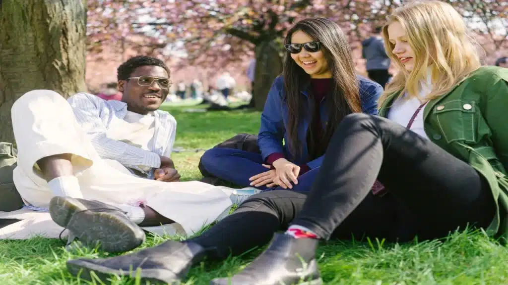 Friends having fun at a park