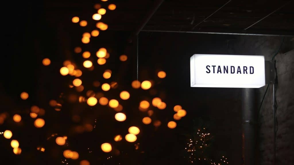 A LED signage saying “standard”.