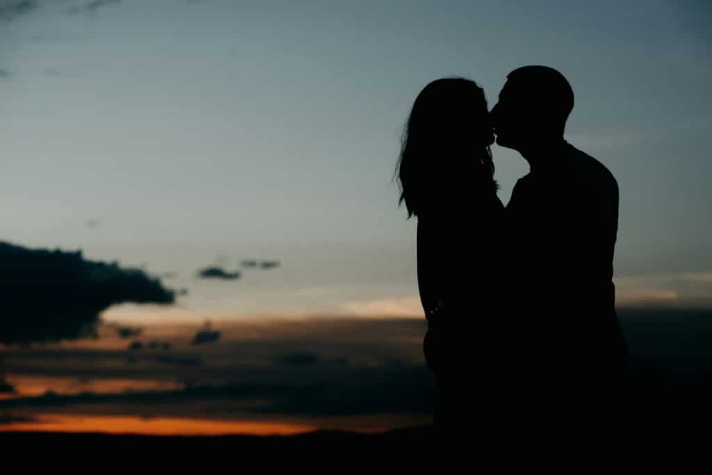 A man and woman’s  silhouette