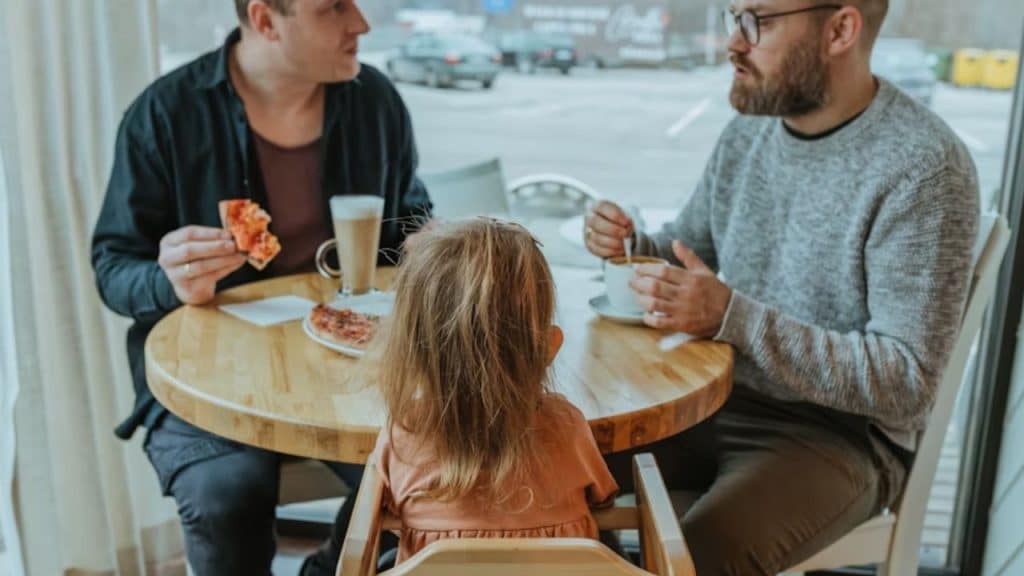 Fathers connecting while spending time with their children