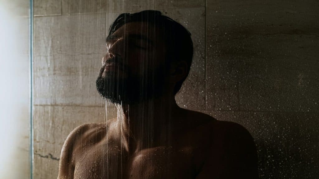 A man taking a shower
