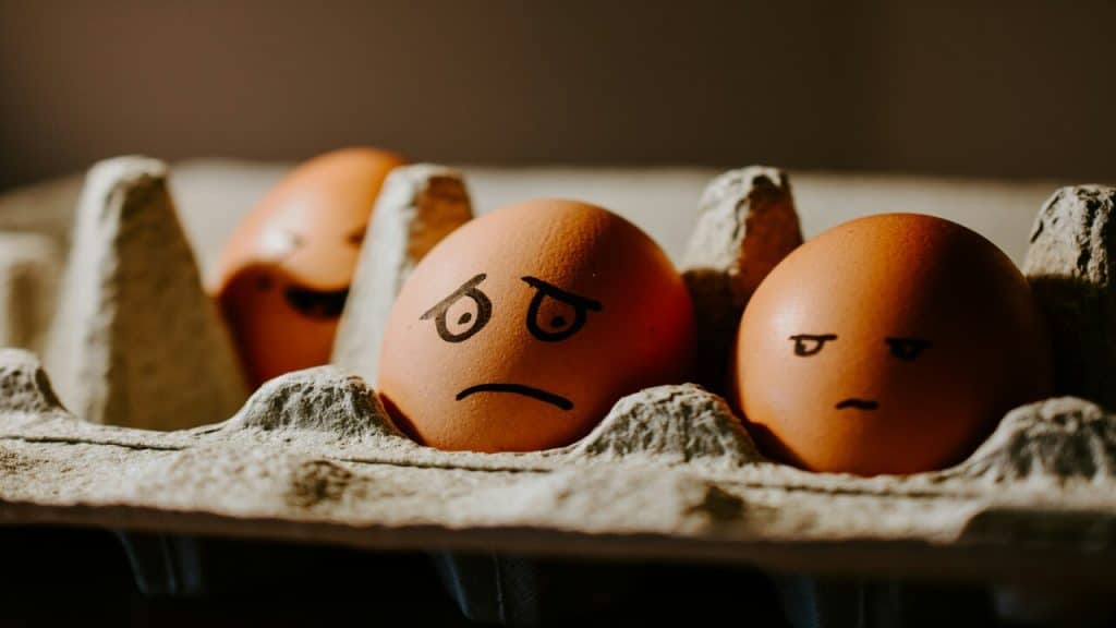 Eggs with faces drawn on them