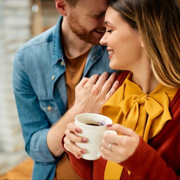 A man and woman happily together