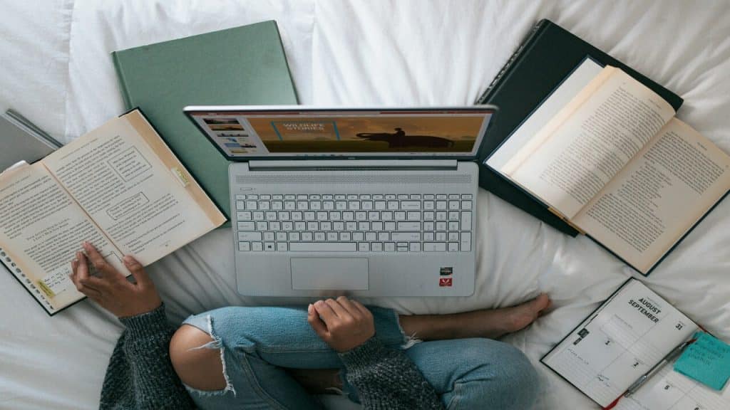A person learning at home.