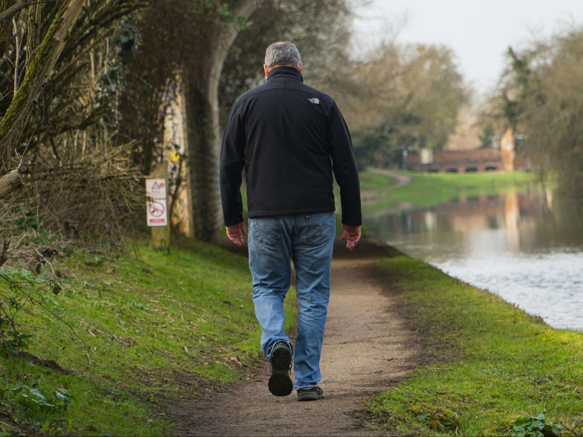 A man walking outside.