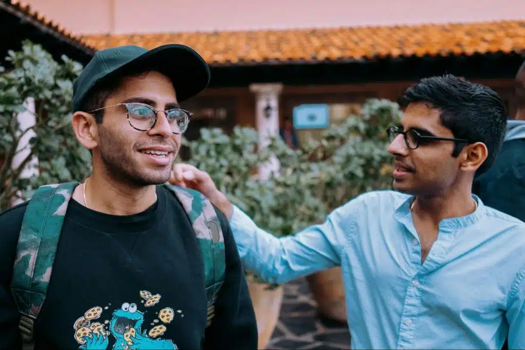 A man with his friend.