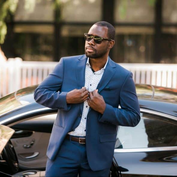 A man going out of his car