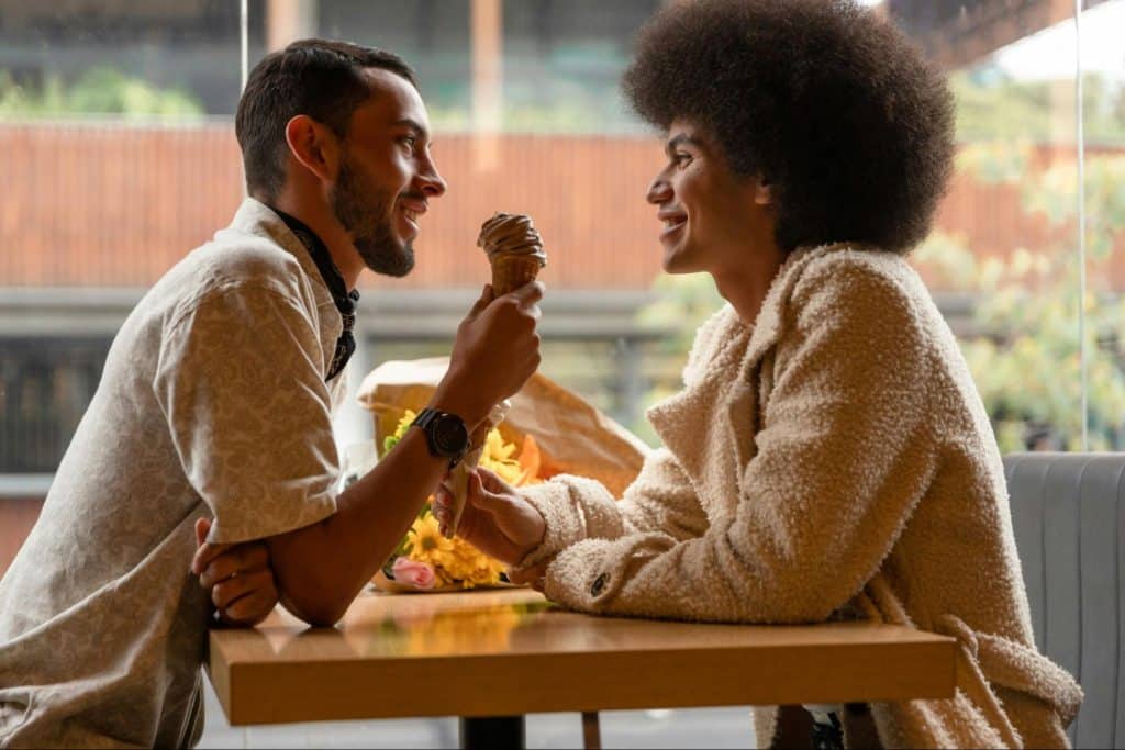 A man and woman dating