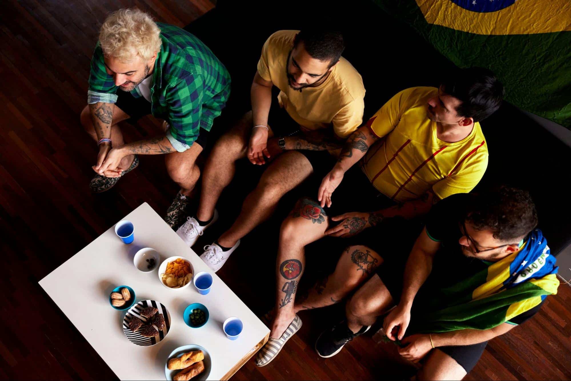 Men watching something.