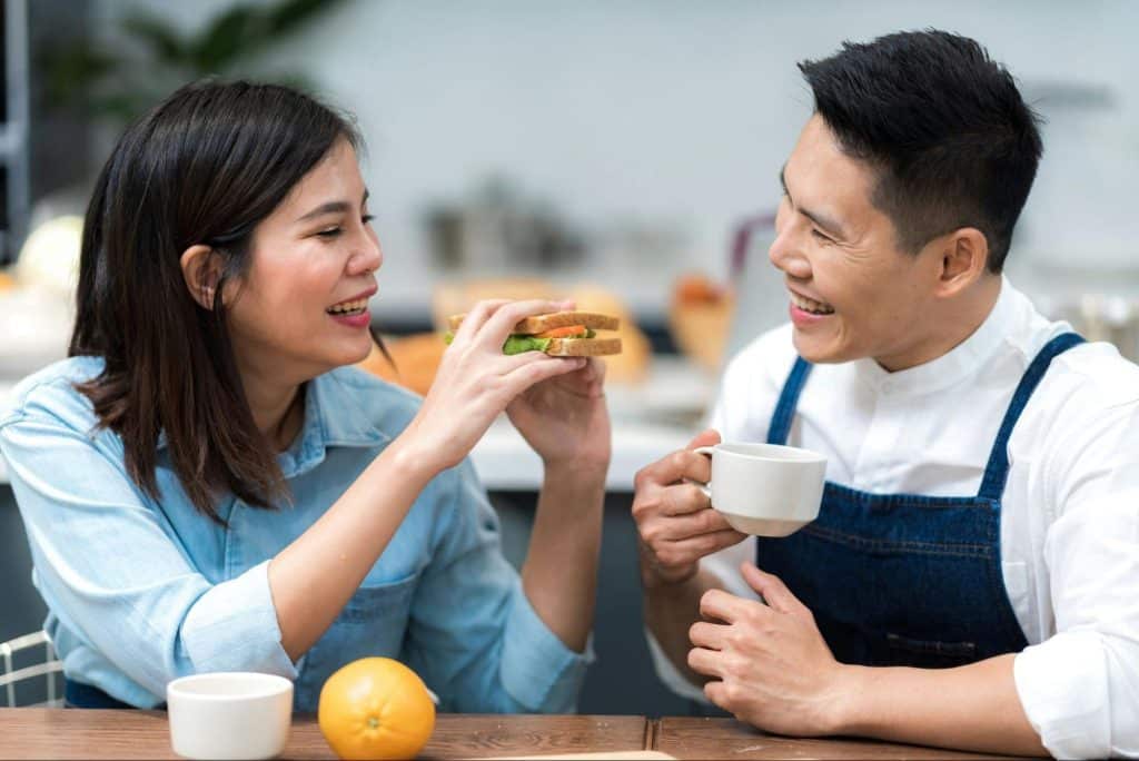 A man and a woman having a fun time together
