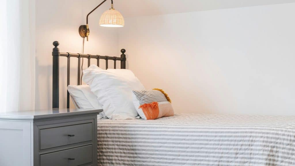 A bedside table with no devices