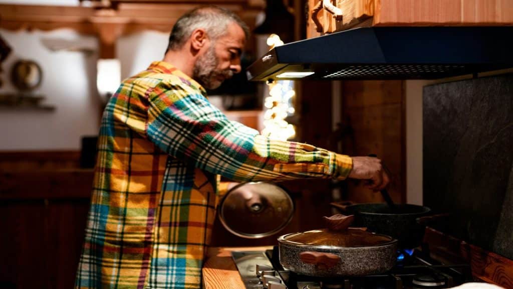 A man cooking at home
