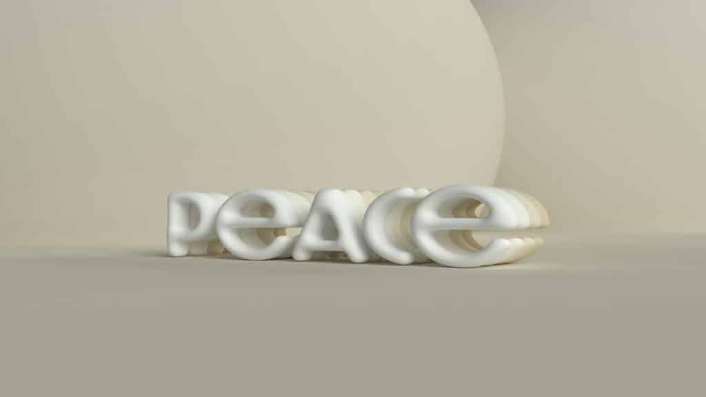 The word “peace” spelled out of plastic letters