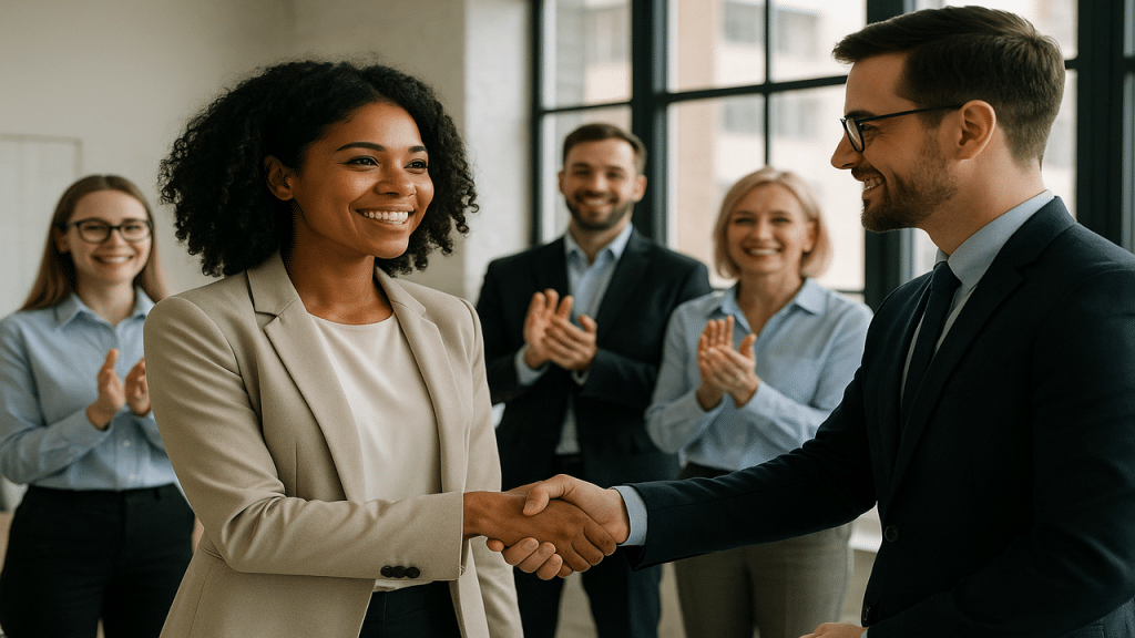 A person being promoted at work