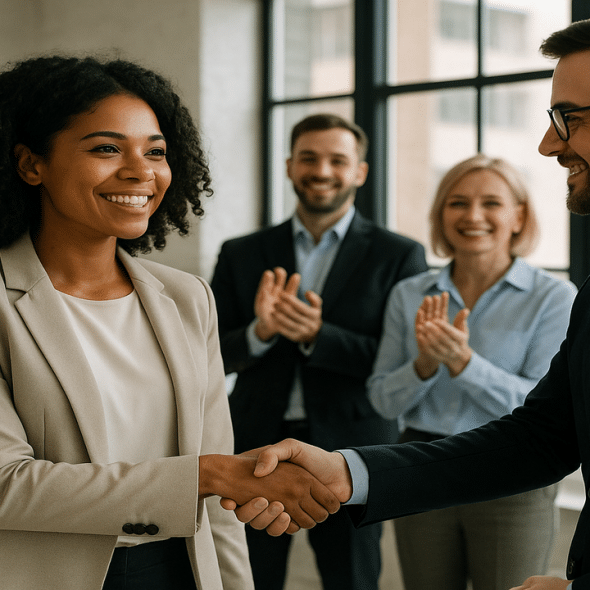A person being promoted at work