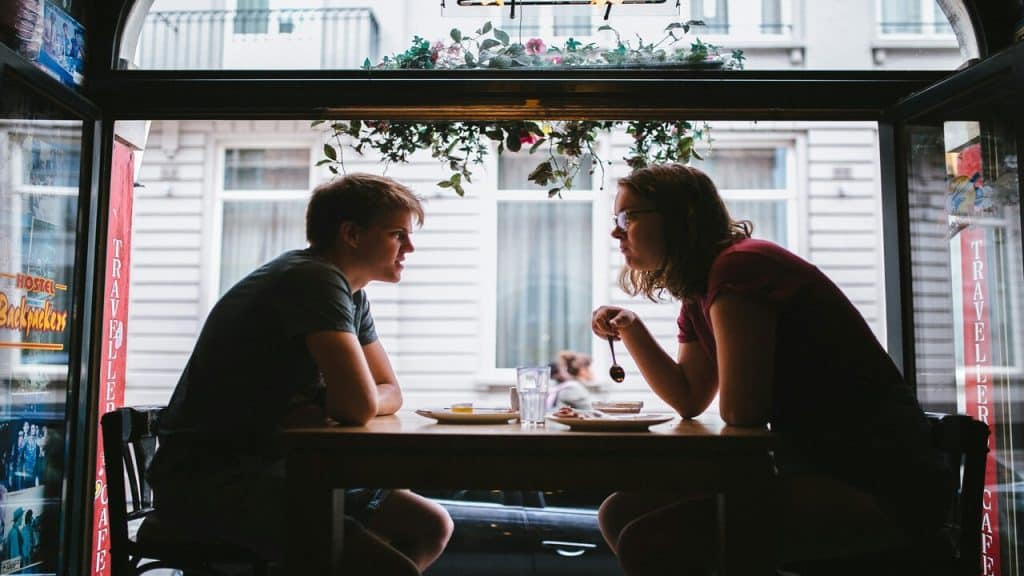 A couple having a serious talk