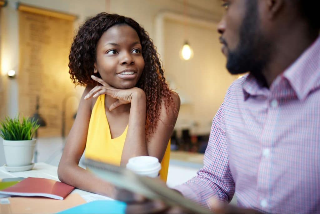 A man asking a woman