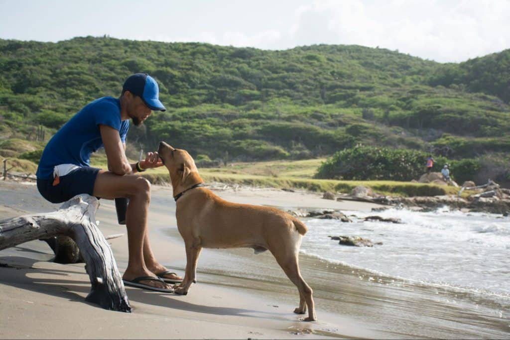 A man with his best friend.
