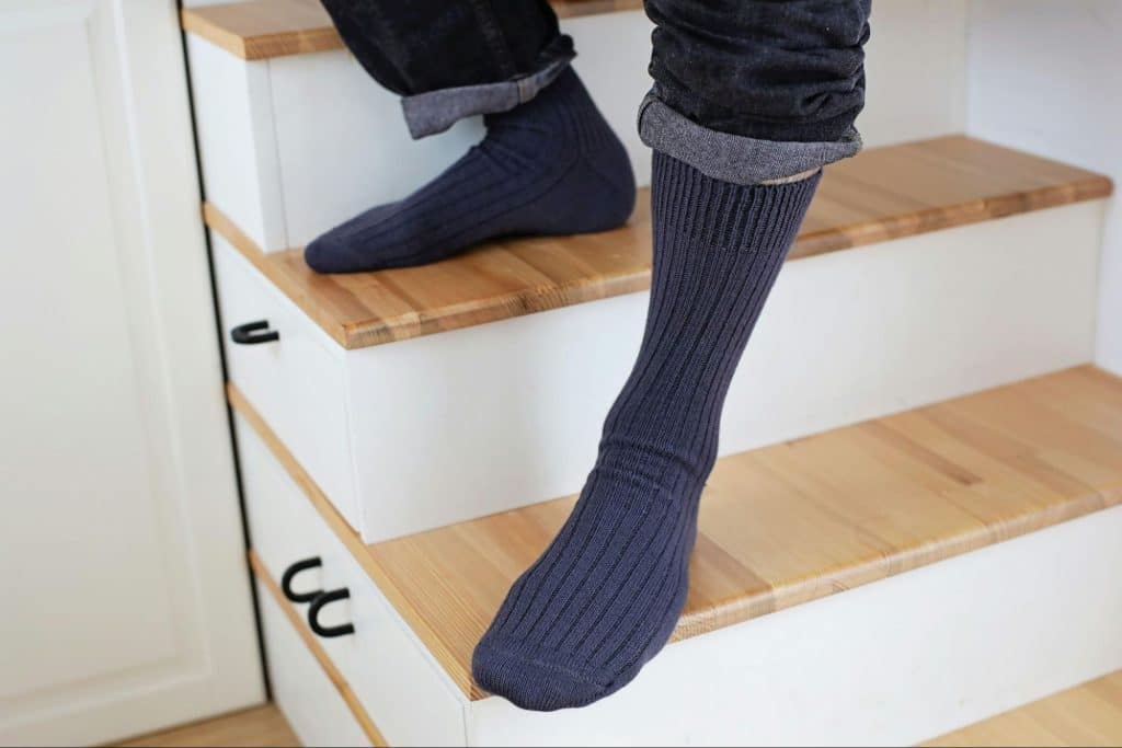 A man wearing a matching socks