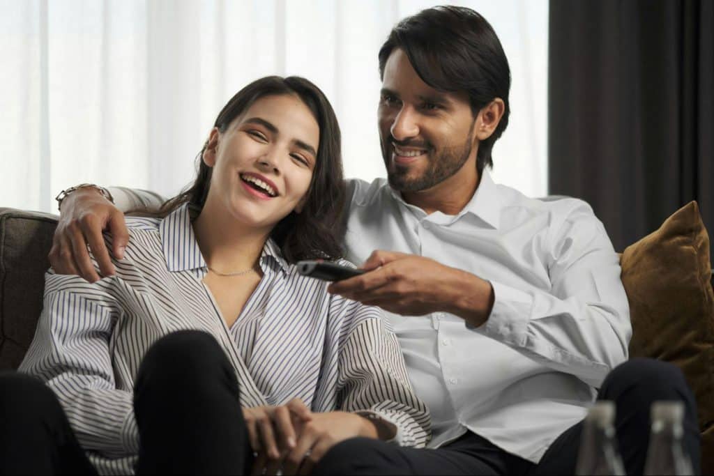 A man with a woman.