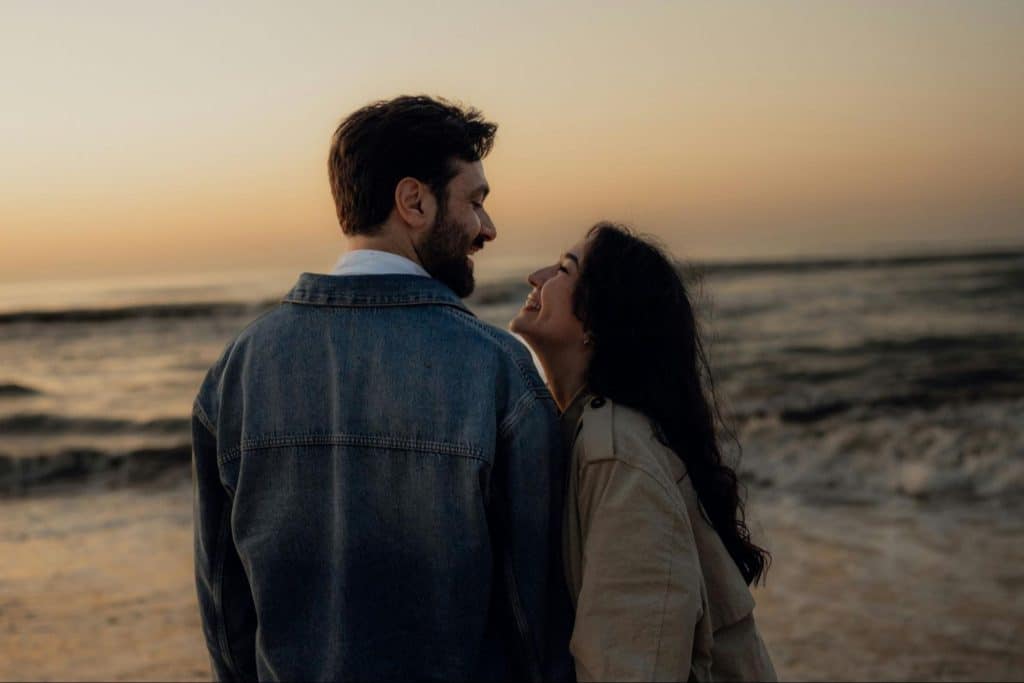 A man and woman at the beach