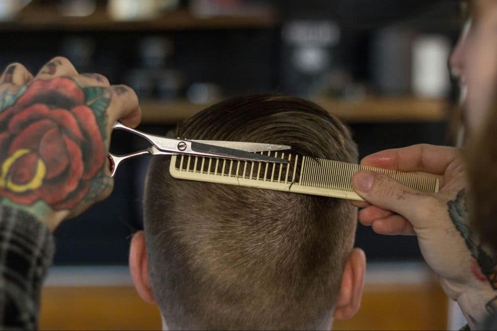 A man getting a haircut.