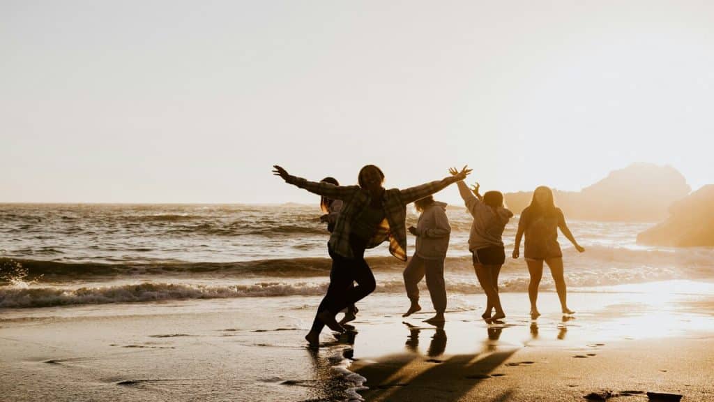 Friends having fun at the beach