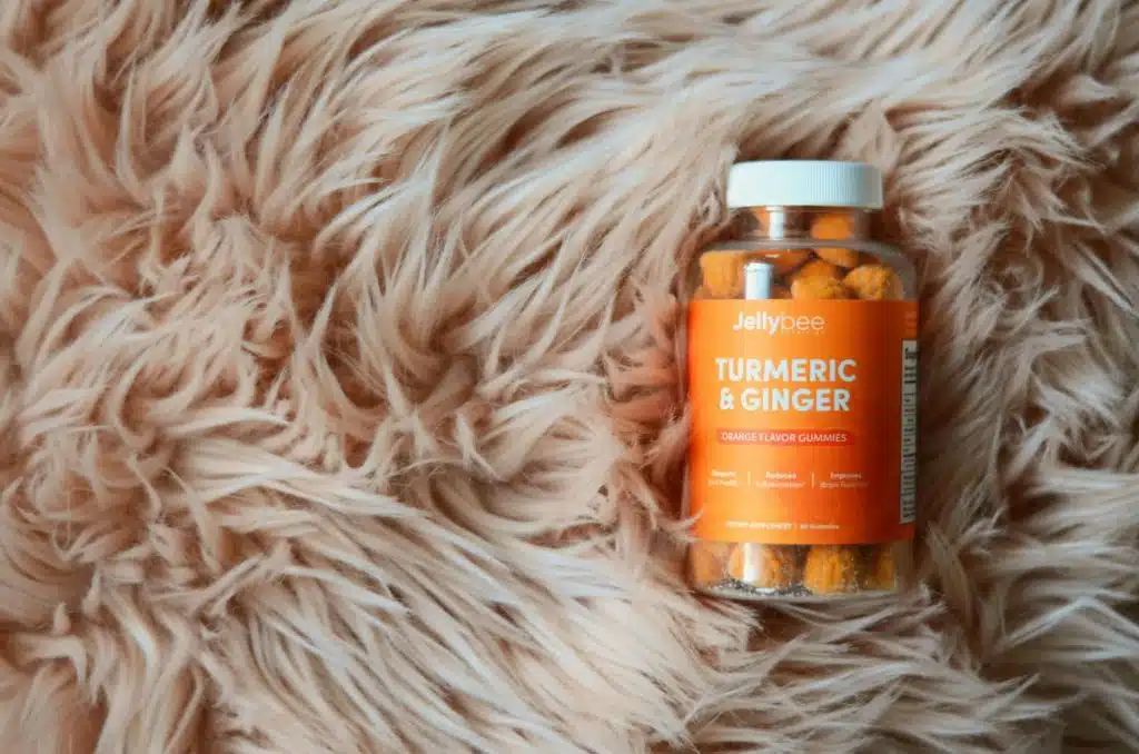 A picture of turmeric in a bottle.